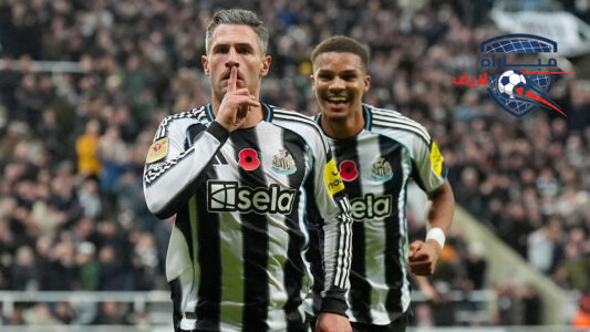 لاعبو نيوكاسل يونايتد في الملعب