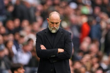 صورة لملعب توتنهام هوتسبير مع شعار النادي